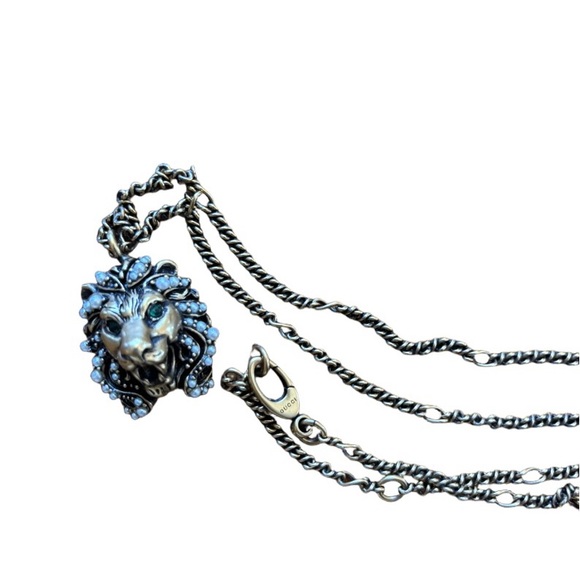 Gucci Gold and Black Lion Head Necklace